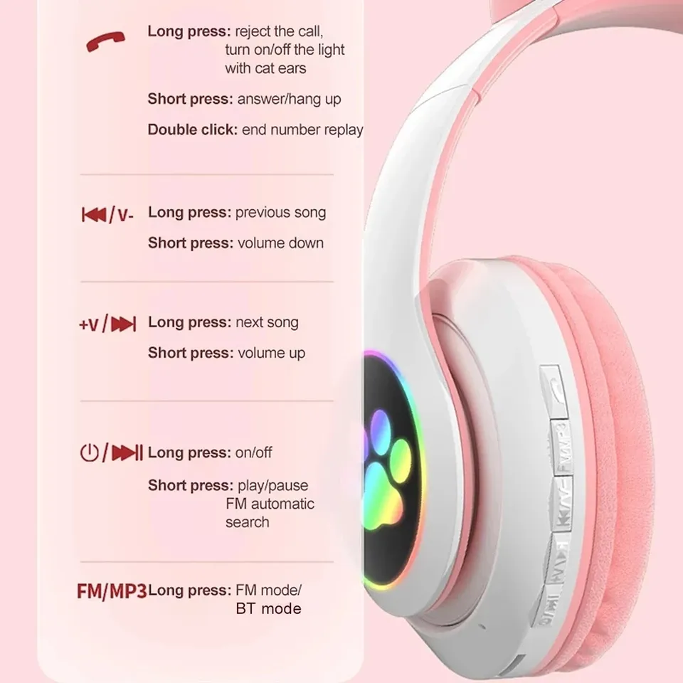 Newest STN-28 Wireless Headset - Cat Ear Bluetooth Headset Led recension och pris