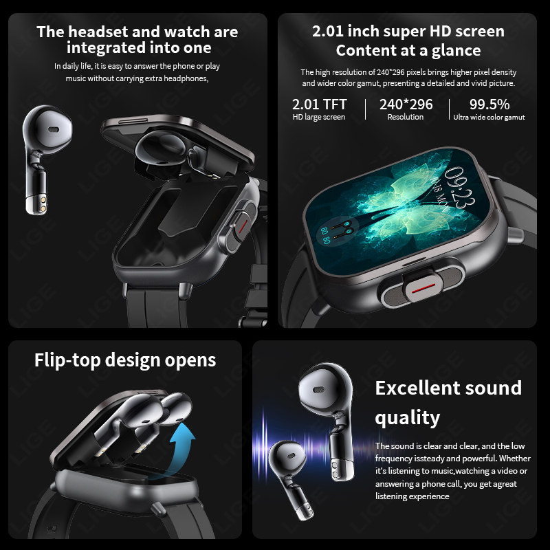 LIGE New 2 In 1 TWS Smart Watc - Tws Earbuds Bluetooth 5.3 recension och pris