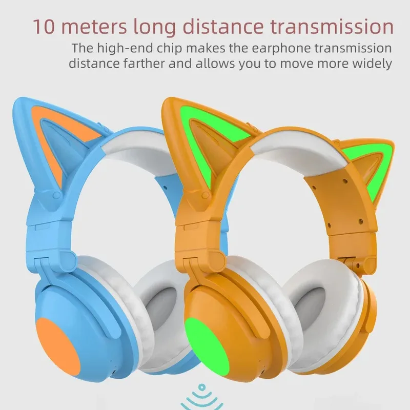 New ZW068 Bluetooth5.0 Headpho - Cat Ear Bluetooth Headset Led recension och pris