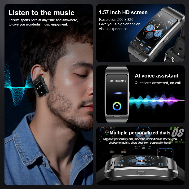 LIGE New Smart Watch Earbuds T - Tws Earbuds Bluetooth 5.3 recension och pris