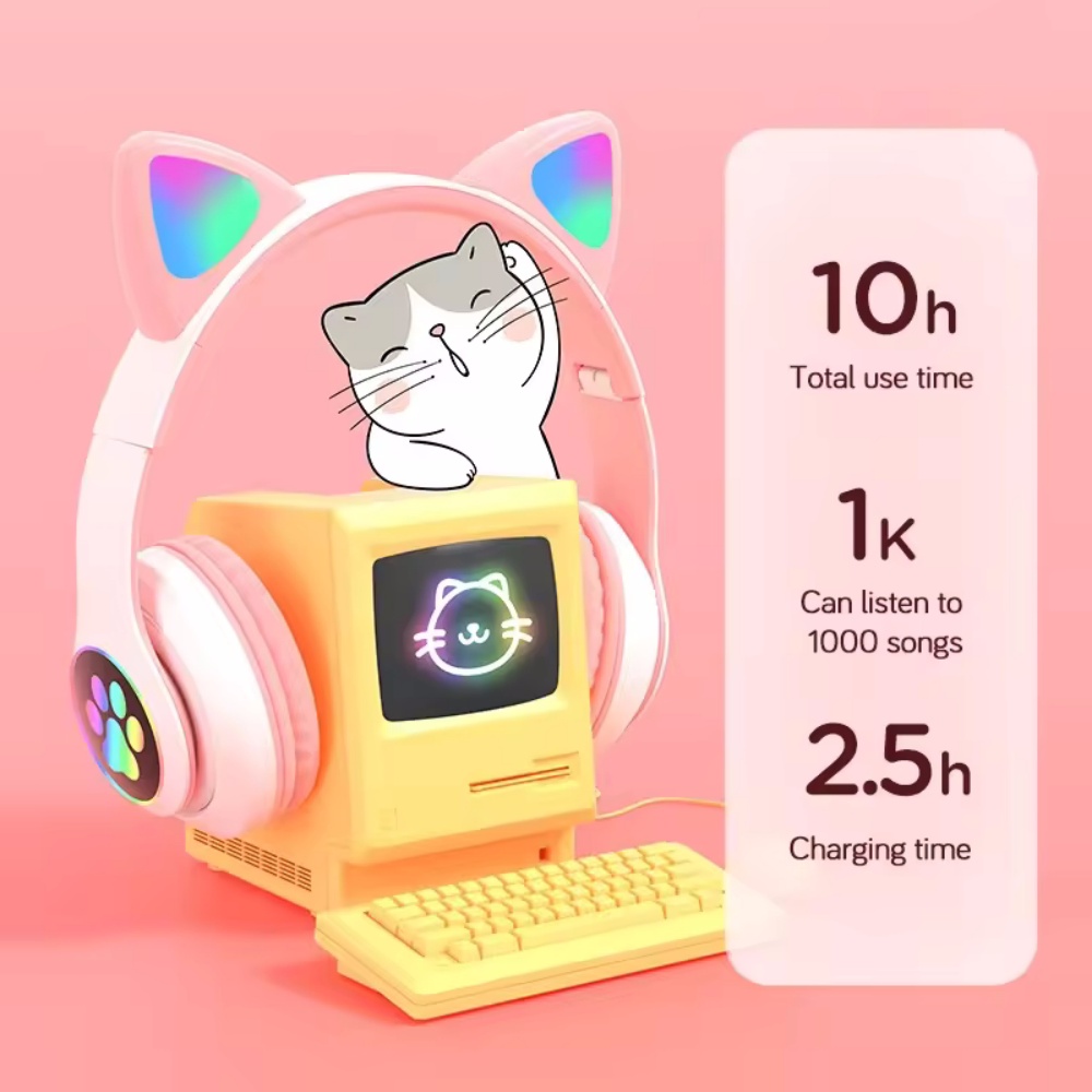 Cute Cat Ear Wireless Headset  - Cat Ear Bluetooth Headset Led recension och pris