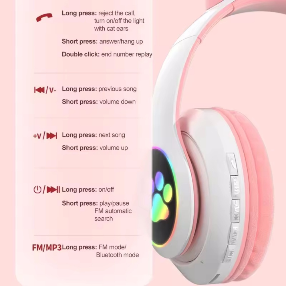 Cute Cat Ear Wireless Headset  - Cat Ear Bluetooth Headset Led recension och pris