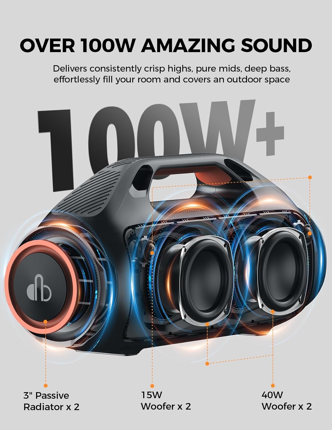 Portable 100W For Bluetooth Sp - Portable Bluetooth Speaker Waterproof Ipx7 recension och pris