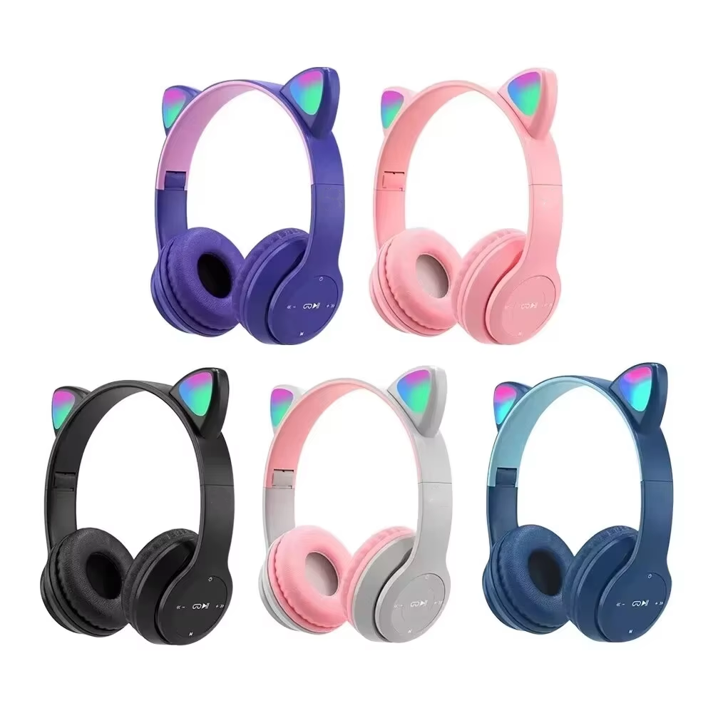 Kids P47M Wireless Game Headph - Cat Ear Bluetooth Headset Led recension och pris
