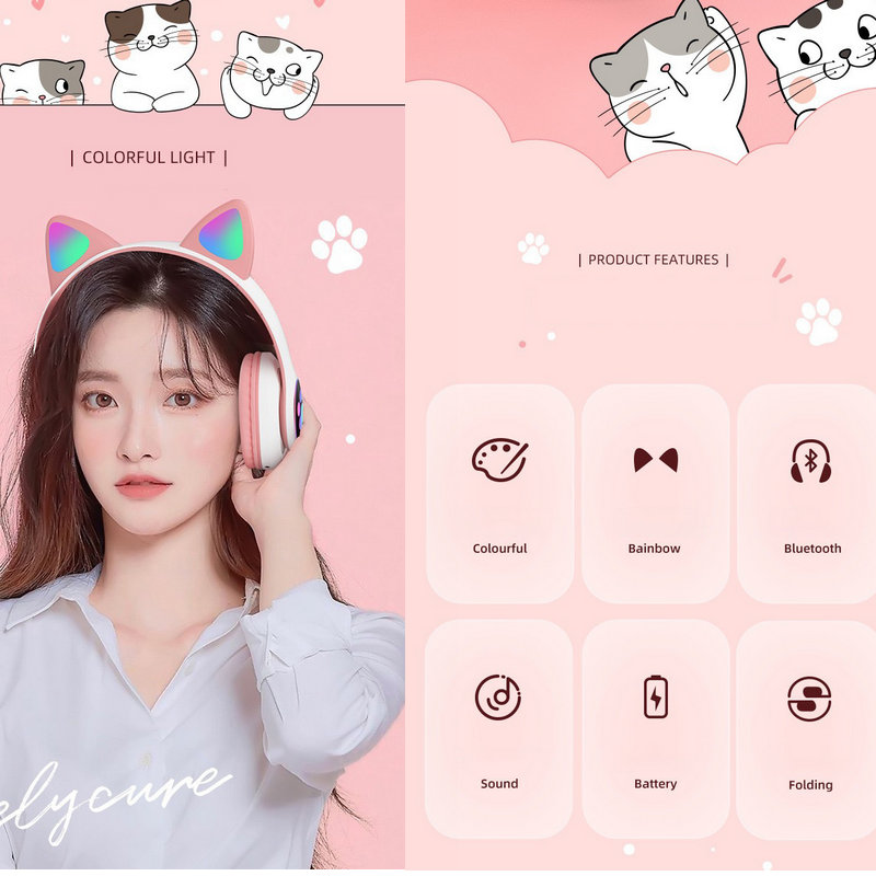 Cat Ears Headphones Flash Ligh - Cat Ear Bluetooth Headset Led recension och pris