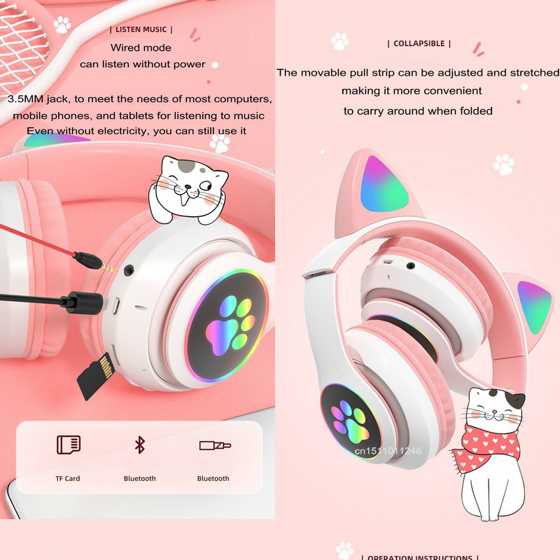 Cat Ears Headphones Flash Ligh - Cat Ear Bluetooth Headset Led recension och pris
